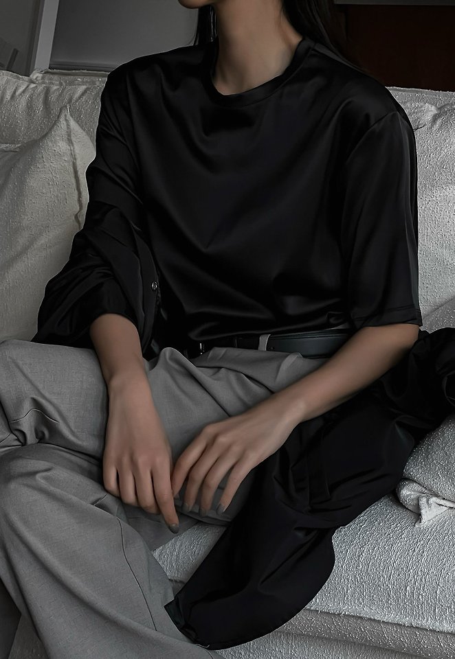 Paper Moon - Korean Women Fashion - #womensfashion - Classic Silky Satin Short Sleeve Top