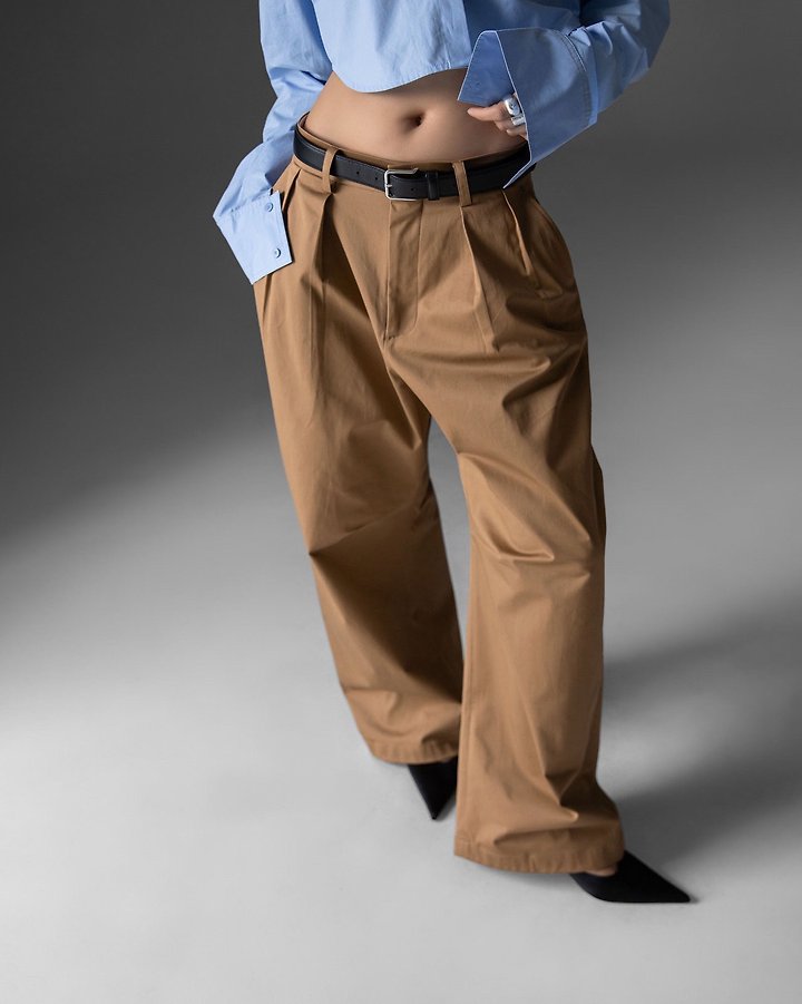 Paper Moon - Korean Women Fashion - #womensfashion - Curve Volume Wide Chino Pants - 11