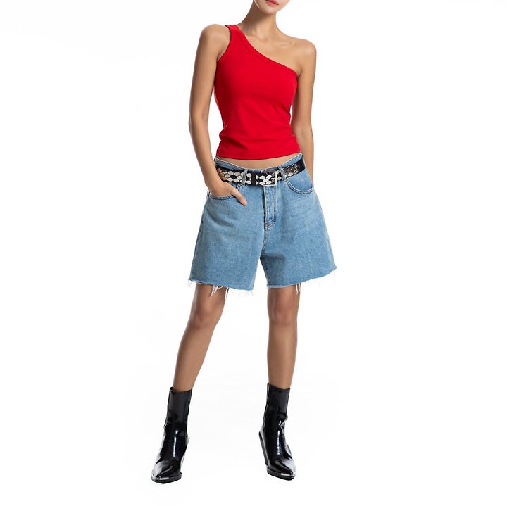 Paper Moon - Korean Women Fashion - #womensfashion - Cut Detail Vintage Oversized Denim Shorts - 2