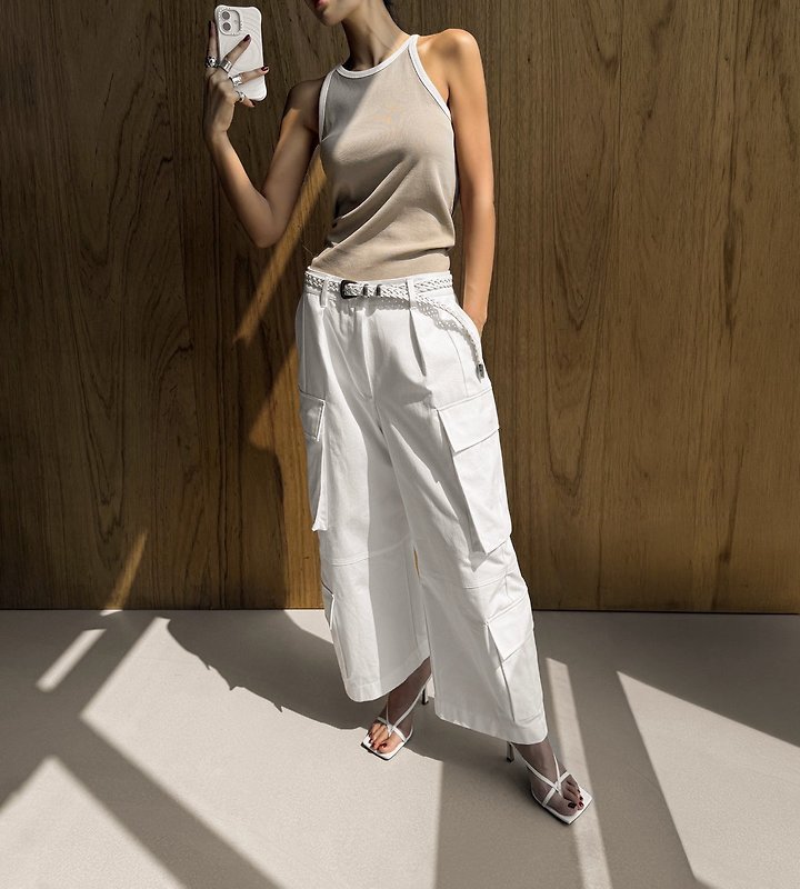 Paper Moon - Korean Women Fashion - #momslook - Structured Double Cargo Pants - 4