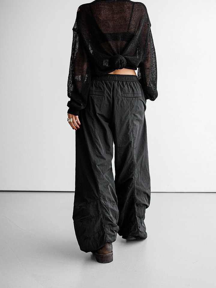 Paper Moon - Korean Women Fashion - #womensfashion - Nylon Drawstring Wide Twist Pattern Trousers - 6