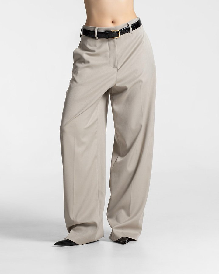 Paper Moon - Korean Women Fashion - #momslook - Wool Silk Low Trousers - 4
