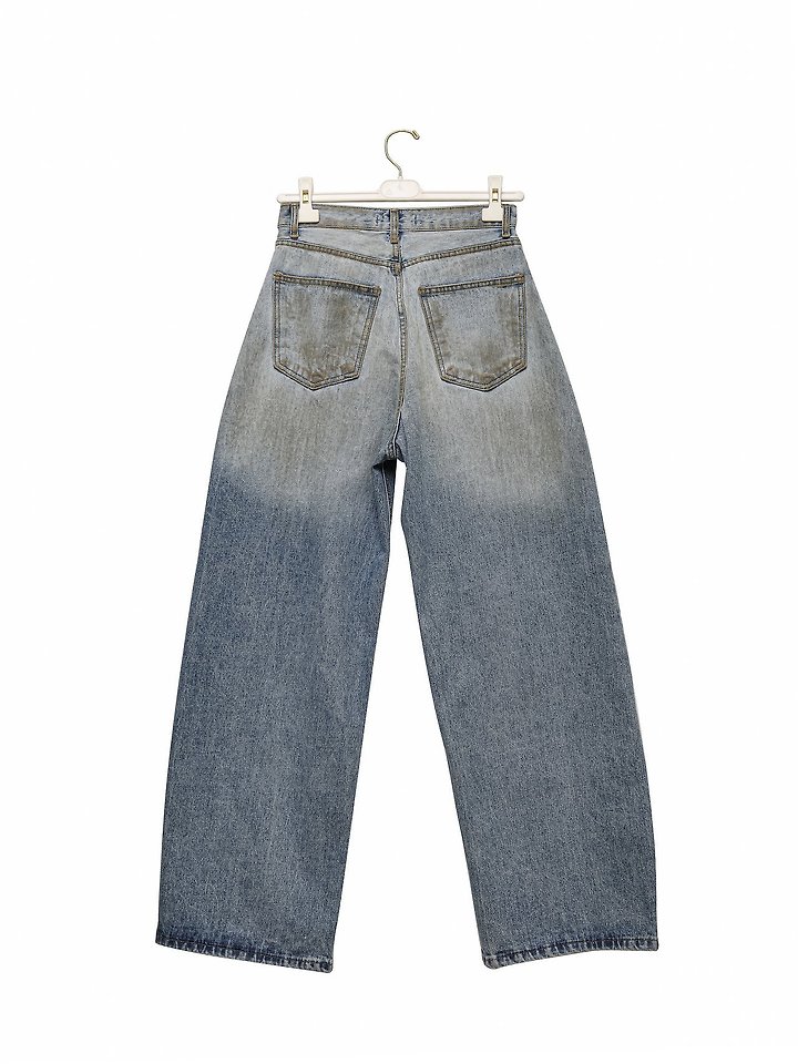 Paper Moon - Korean Women Fashion - #womensfashion - Dusty Mud Washed Wide Denim Trousers - 9