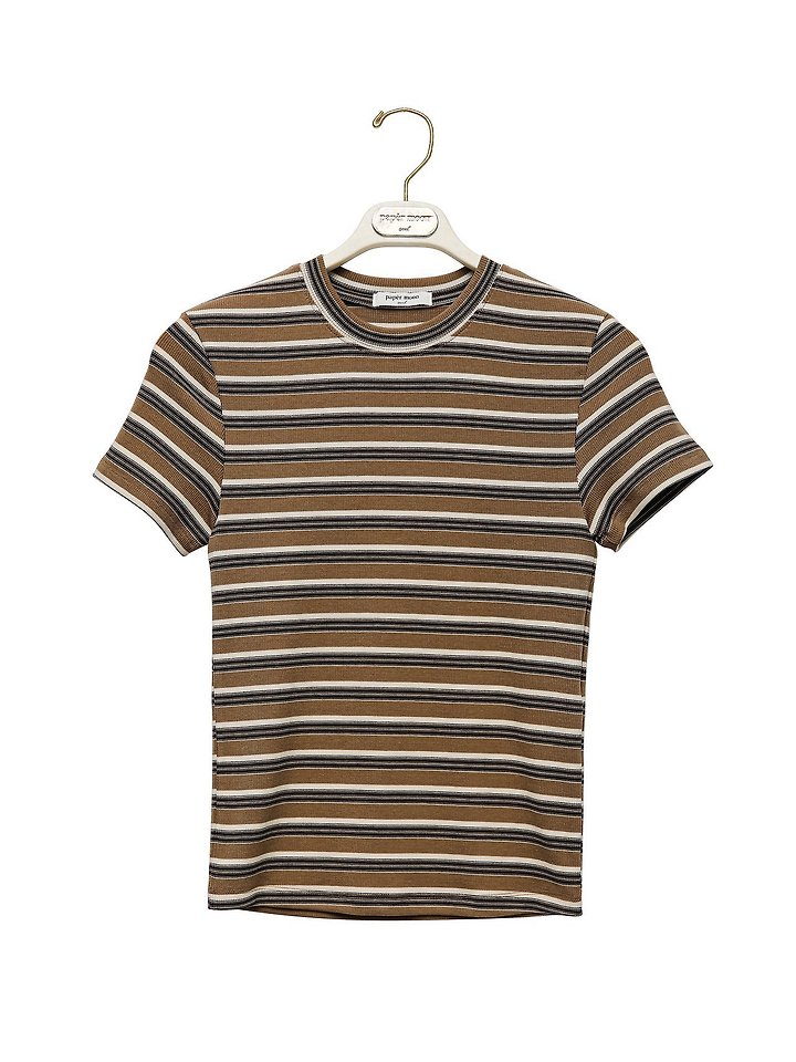 Paper Moon - Korean Women Fashion - #momslook - Soft Rib Stripe Tee - 4