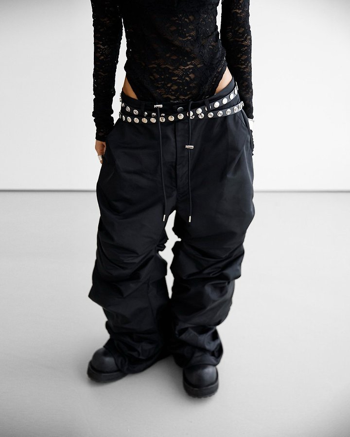Paper Moon - Korean Women Fashion - #womensfashion - LUX Shirred Crinkle Track Wide Pants - 3