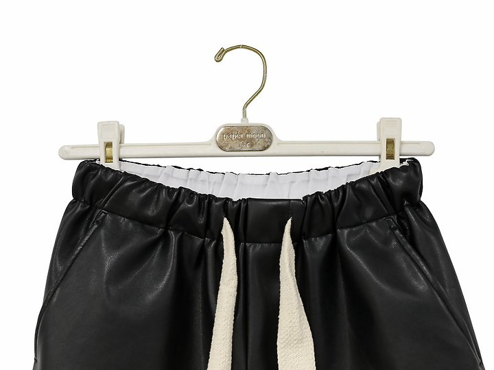 Paper Moon - Korean Women Fashion - #womensfashion - Drawstring Leather Wide Culottes Trousers - 6