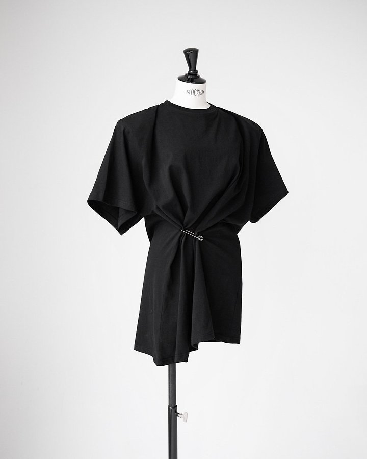 Paper Moon - Korean Women Fashion - #womensfashion - Pleated Pinch Pin Detail Oversized Shoulder Padded Tee