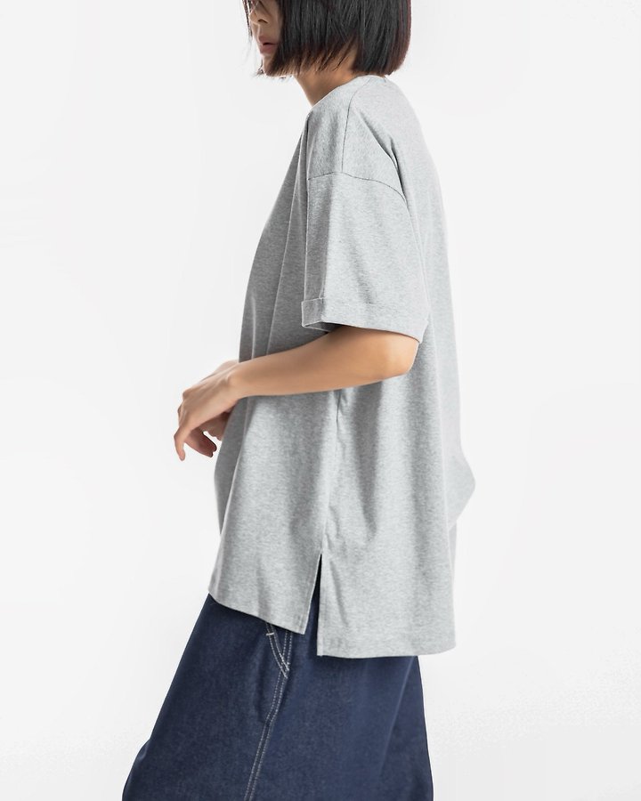 Paper Moon - Korean Women Fashion - #momslook - Premium Oversized Cotton Rolled Up Tee - 4