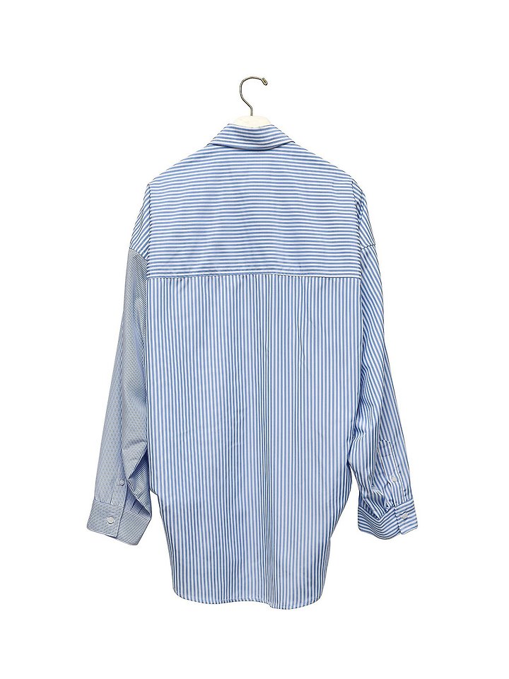 Paper Moon - Korean Women Fashion - #womensfashion - Oversized Striped Combi Button Down Shirt - 8