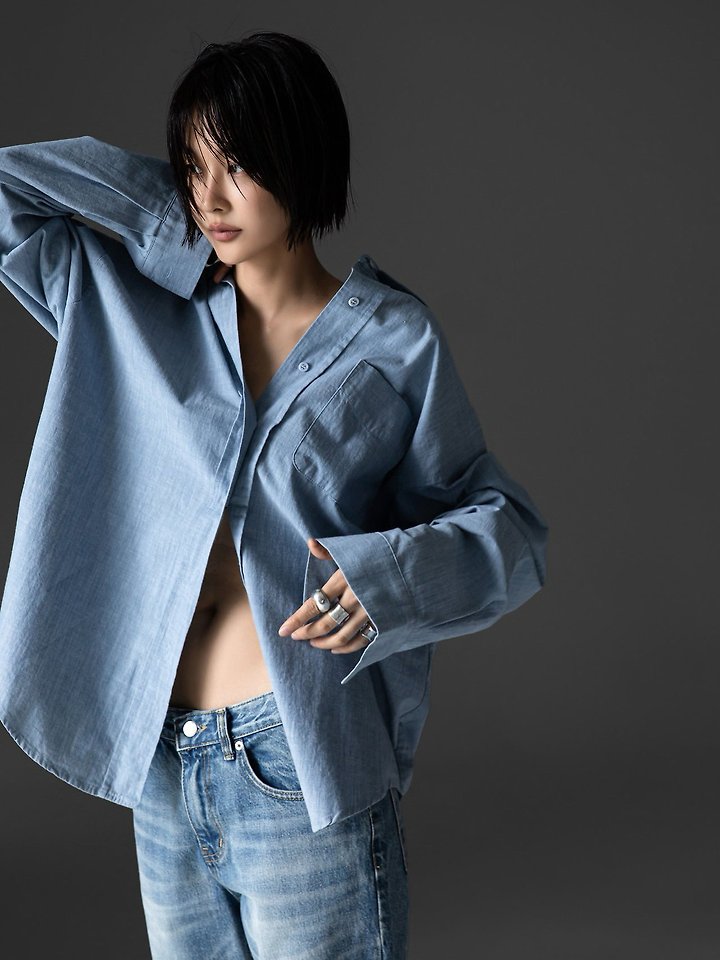 Paper Moon - Korean Women Fashion - #momslook - Soft Linen Oversized Button Down Shirt - 4