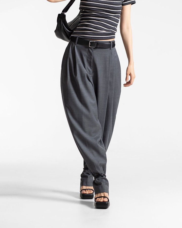 Paper Moon - Korean Women Fashion - #womensfashion - Double Pintuck Detail Wool Baggy Slacks