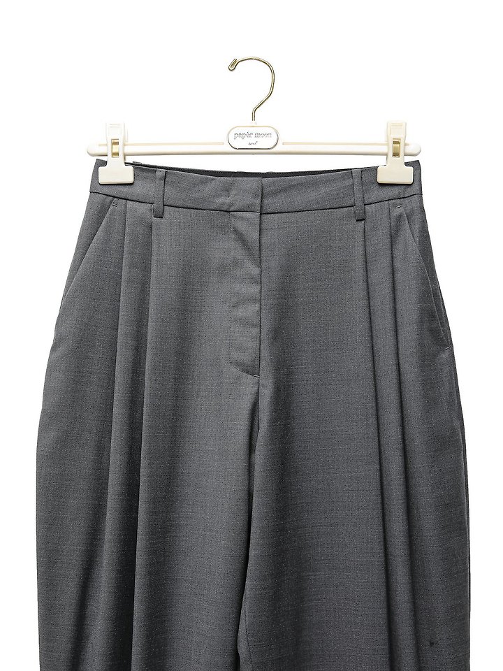 Paper Moon - Korean Women Fashion - #womensfashion - Double Pintuck Detail Wool Baggy Slacks - 9