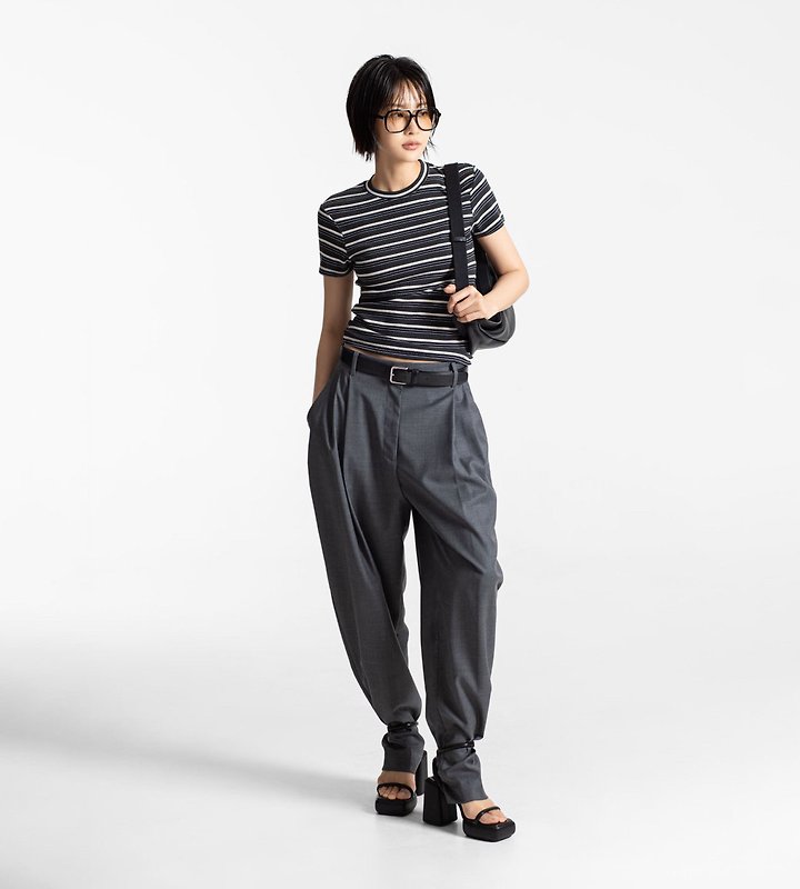 Paper Moon - Korean Women Fashion - #momslook - Soft Rib Stripe Tee - 4