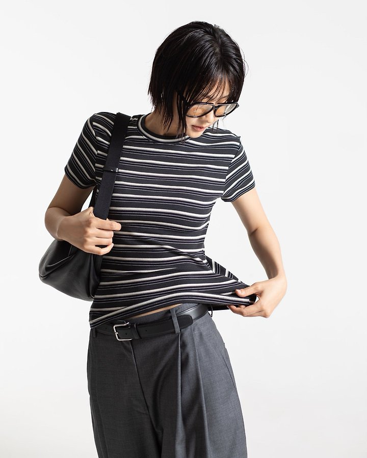 Paper Moon - Korean Women Fashion - #womensfashion - Soft Rib Stripe Tee - 8