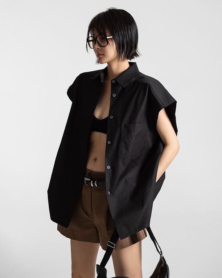 Paper Moon - Korean Women Fashion - #womensfashion - Oversized Square Sleeveless Shirt