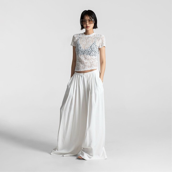 Paper Moon - Korean Women Fashion - #womensfashion - Bamboo Pleated Pin-Tuck Wide Trousers - 2
