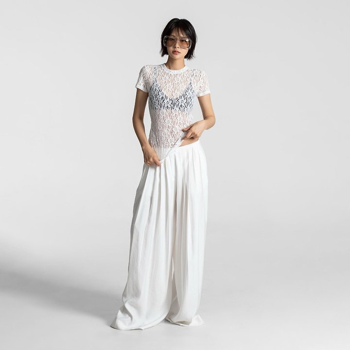 Paper Moon - Korean Women Fashion - #momslook - Bamboo Pleated Pin-Tuck Wide Trousers - 4