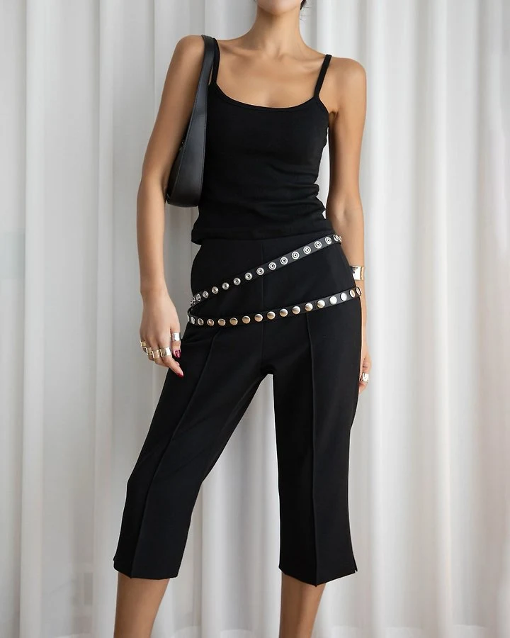 Paper Moon - Korean Women Fashion - #womensfashion - Crease Line Slit Midi Pants