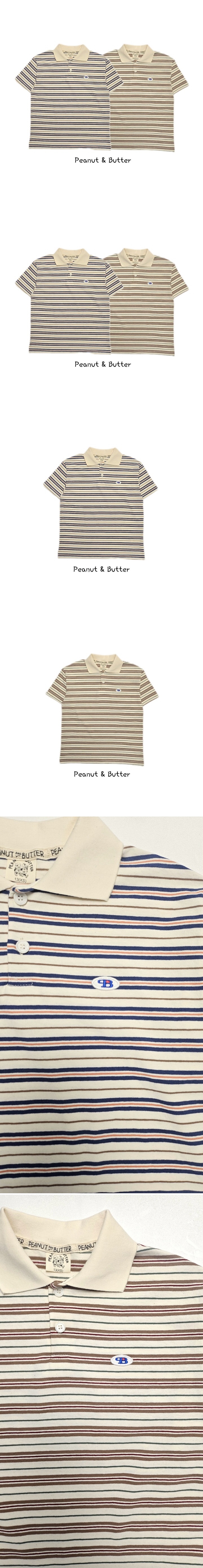 Peanut & Butter - Korean Children Fashion - #todddlerfashion - Stripe Collar Short Sleeve Tee - 2