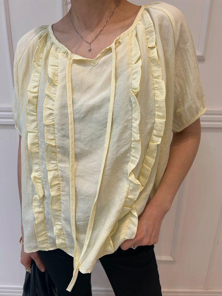 Pearls room - Korean Women Fashion - #momslook - Frill Strap Blouse - 10