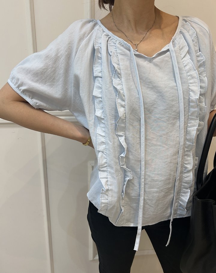 Pearls room - Korean Women Fashion - #womensfashion - Frill Strap Blouse - 4
