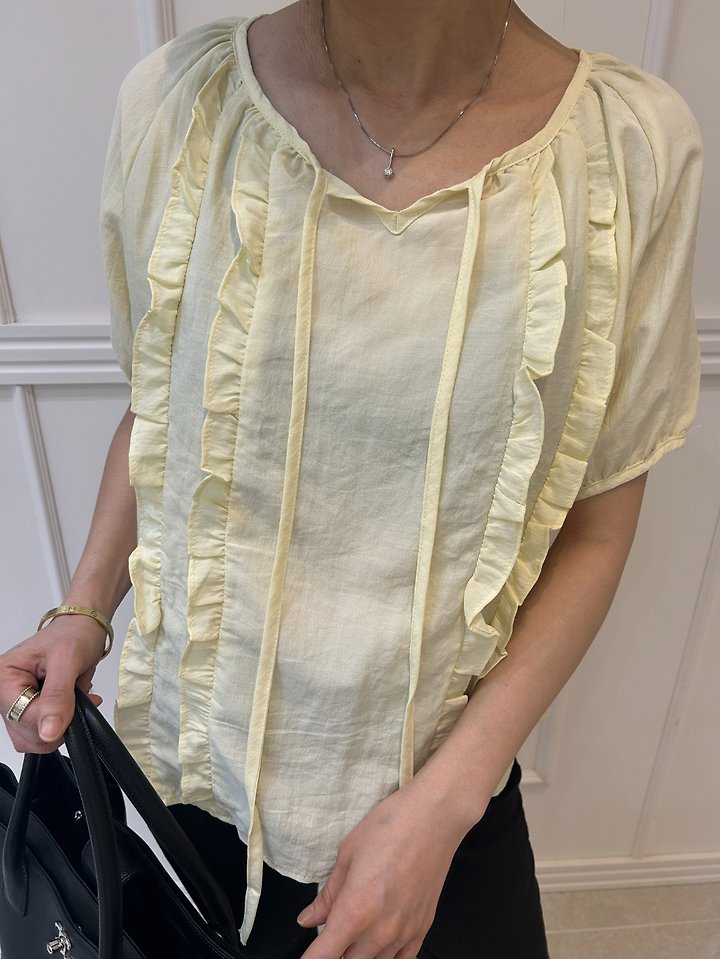 Pearls room - Korean Women Fashion - #momslook - Frill Strap Blouse - 8