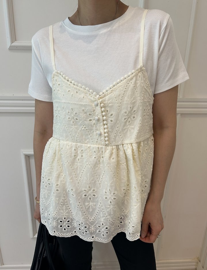 Pearls room - Korean Women Fashion - #momslook - Punching Bean Sleeveless Top - 6