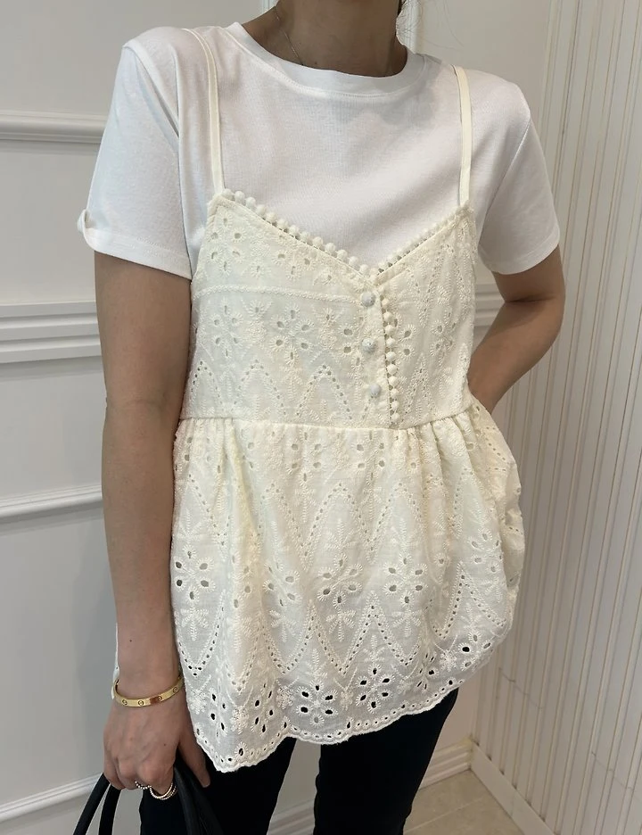 Pearls room - Korean Women Fashion - #momslook - Punching Bean Sleeveless Top - 8