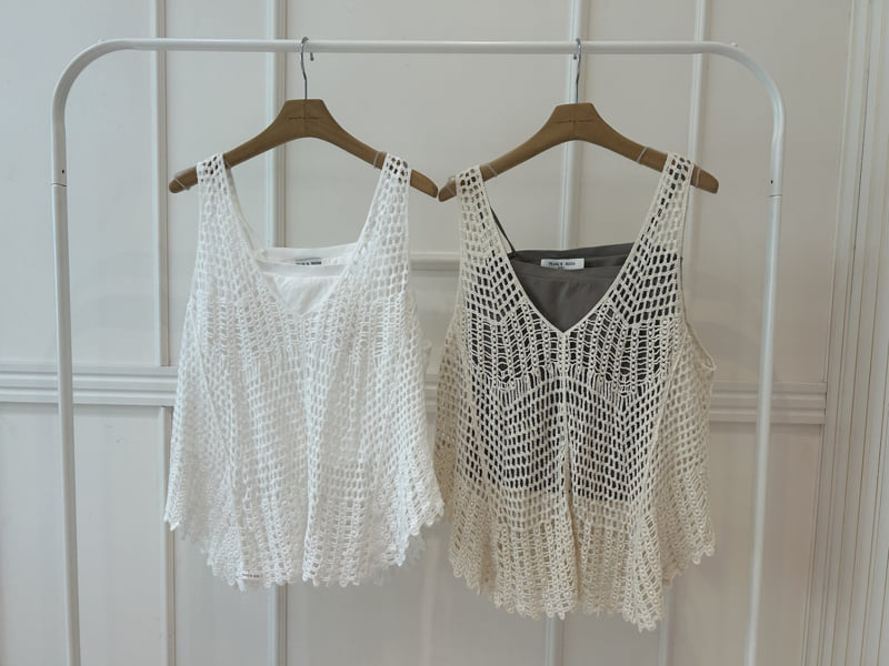 Pearls room - Korean Women Fashion - #momslook - Mesh Cup Sleeveless Set