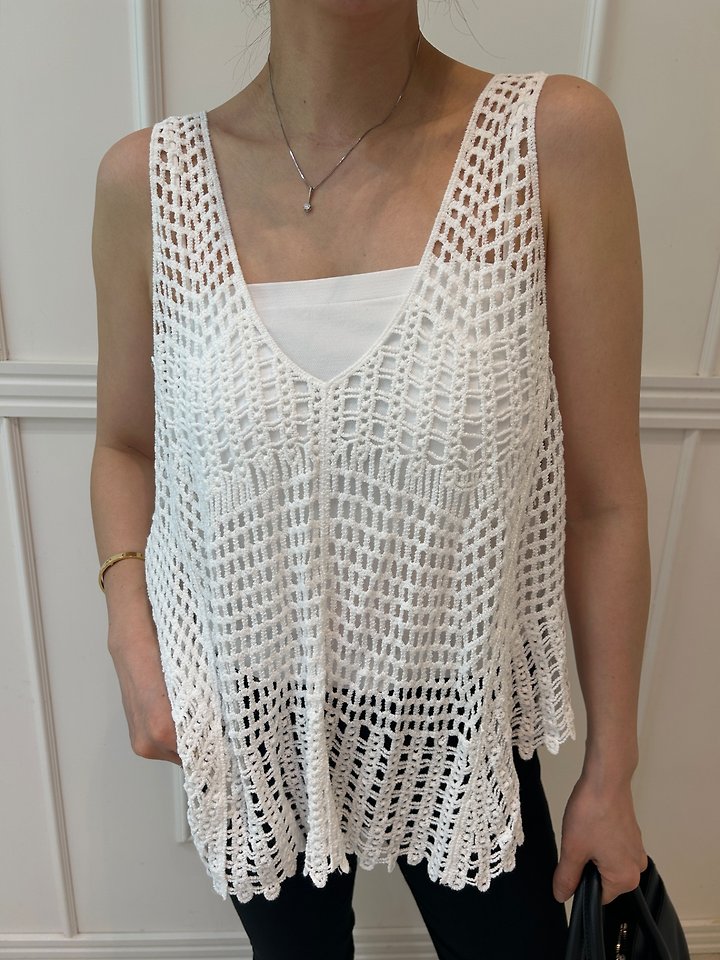 Pearls room - Korean Women Fashion - #momslook - Mesh Cup Sleeveless Set - 11