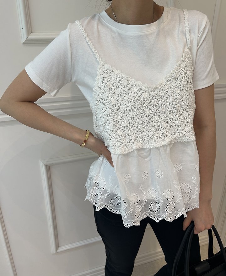 Pearls room - Korean Women Fashion - #womensfashion - Lace Short Sleeve Set - 4