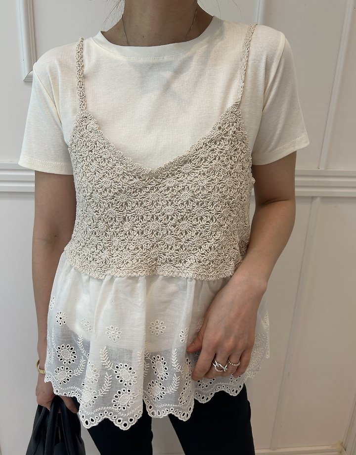 Pearls room - Korean Women Fashion - #momslook - Lace Short Sleeve Set - 9