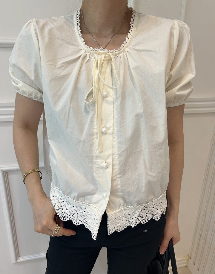 Pearls room - Korean Women Fashion - #momslook - Blanc Blouse