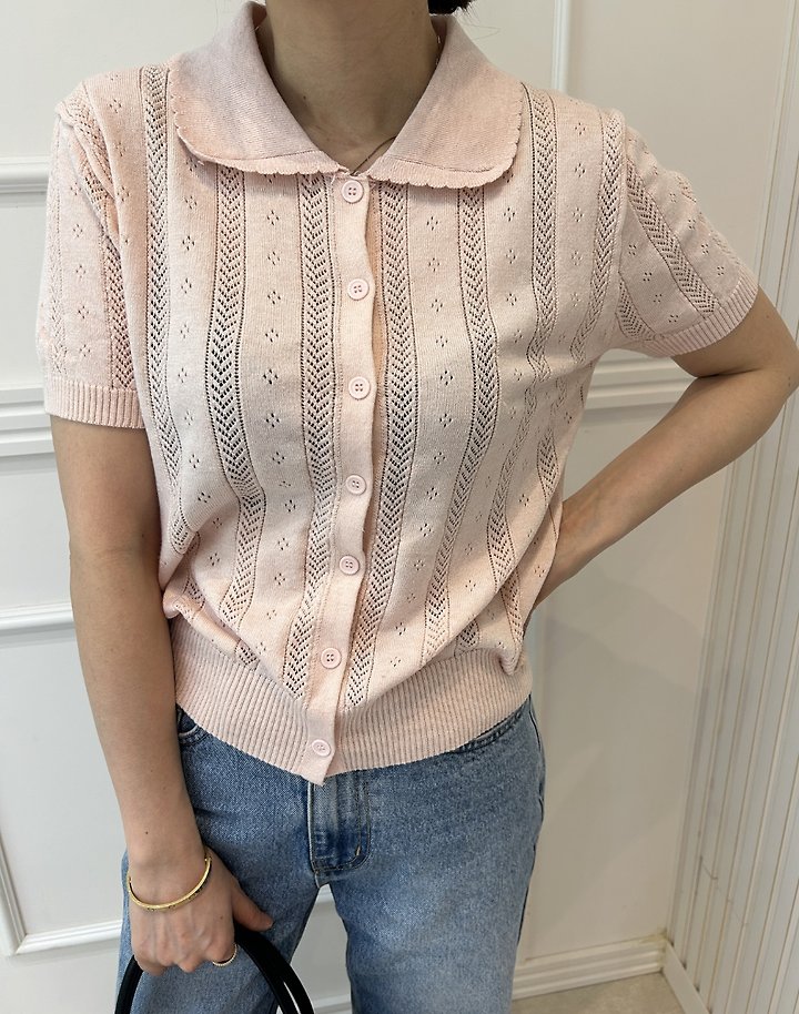 Pearls room - Korean Women Fashion - #momslook - Scallop Collar Knit - 4