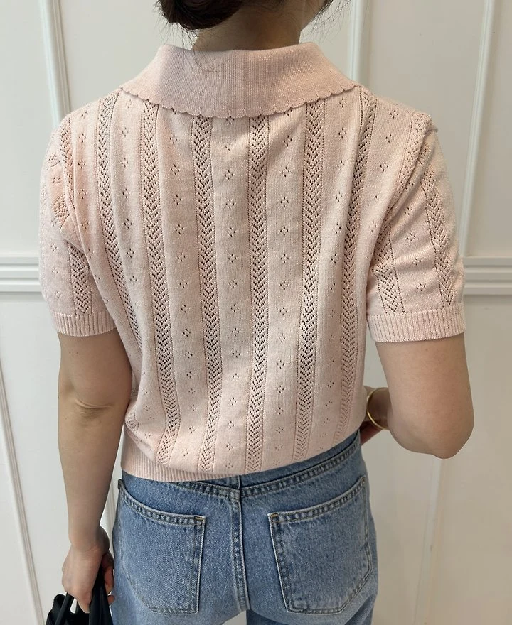 Pearls room - Korean Women Fashion - #momslook - Scallop Collar Knit - 5
