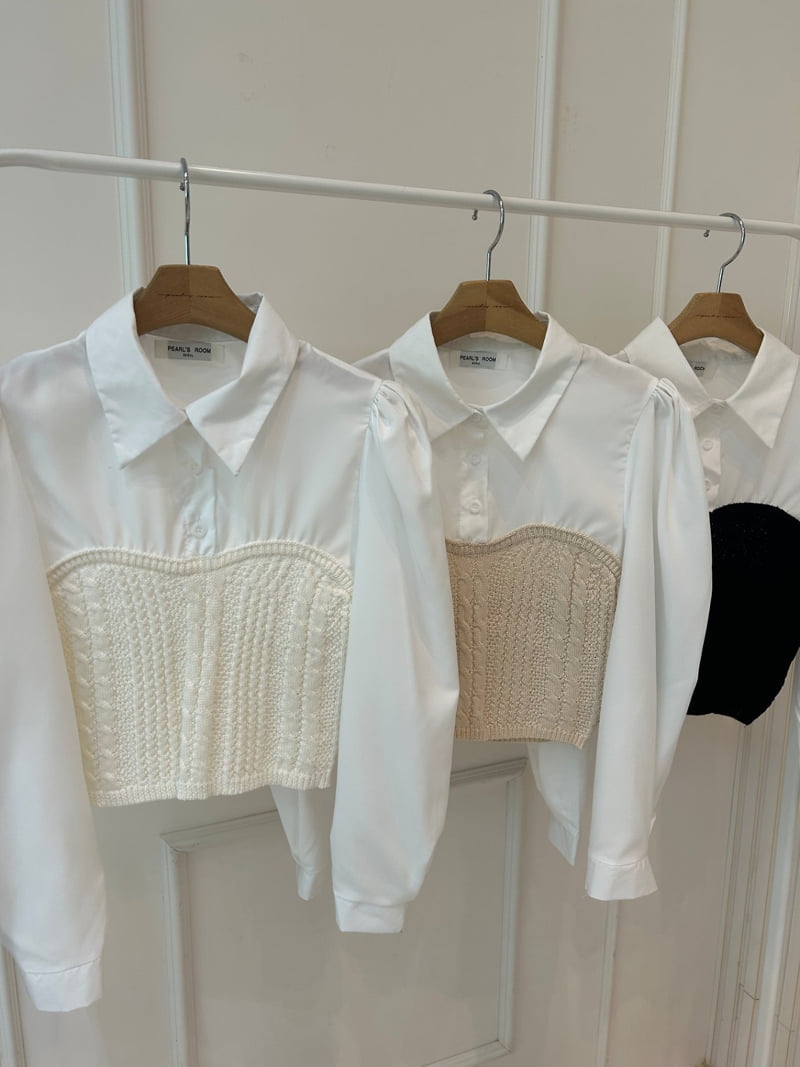 Pearls room - Korean Women Fashion - #momslook - Knit Shirt Bolero