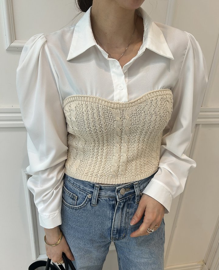 Pearls room - Korean Women Fashion - #momslook - Knit Shirt Bolero - 2