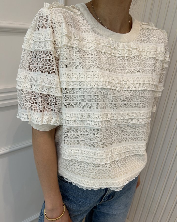 Pearls room - Korean Women Fashion - #momslook - Lace Tiered Knit - 10