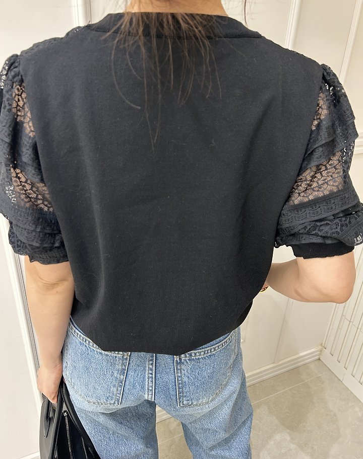 Pearls room - Korean Women Fashion - #momslook - Lace Tiered Knit - 6
