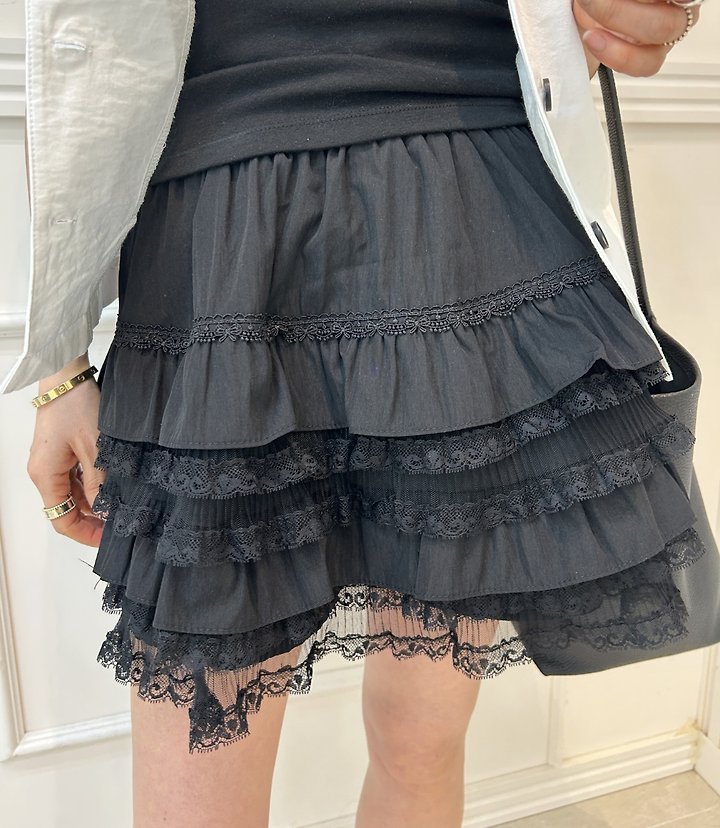 Pearls room - Korean Women Fashion - #momslook - Lace Tiered Skirt - 7