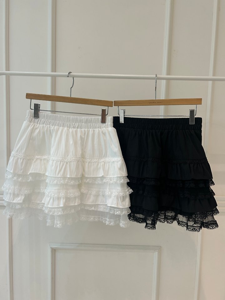 Pearls room - Korean Women Fashion - #momslook - Lace Tiered Skirt - 9