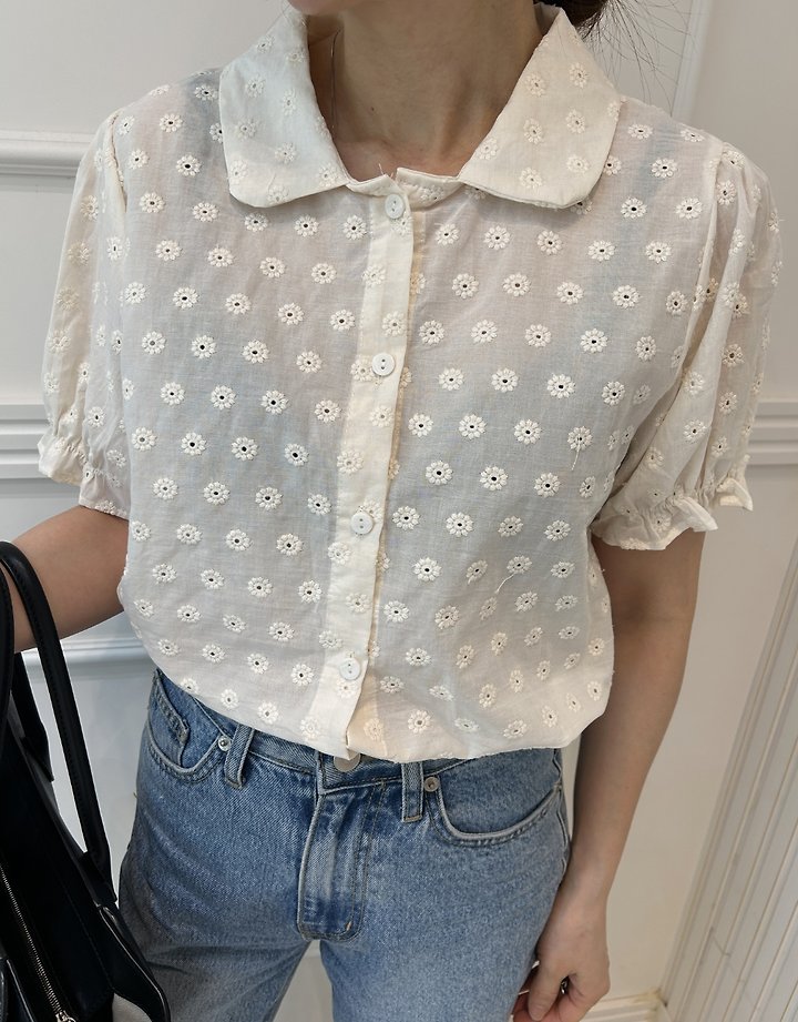 Pearls room - Korean Women Fashion - #momslook - Embroidered Blouse - 11