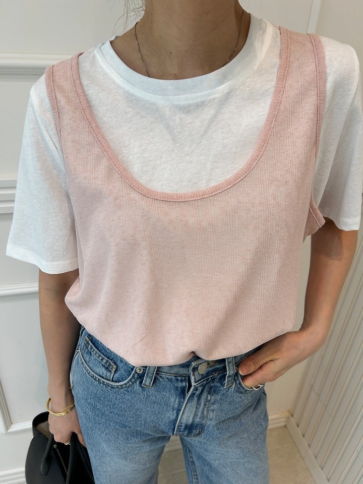 Pearls room - Korean Women Fashion - #momslook - Double Layered Tee - 7