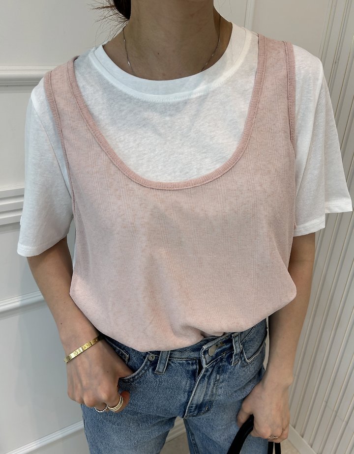 Pearls room - Korean Women Fashion - #momslook - Double Layered Tee - 9