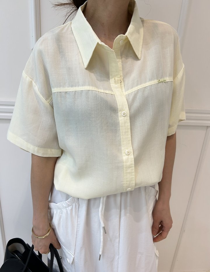 Pearls room - Korean Women Fashion - #momslook - String Linen Shirt - 3