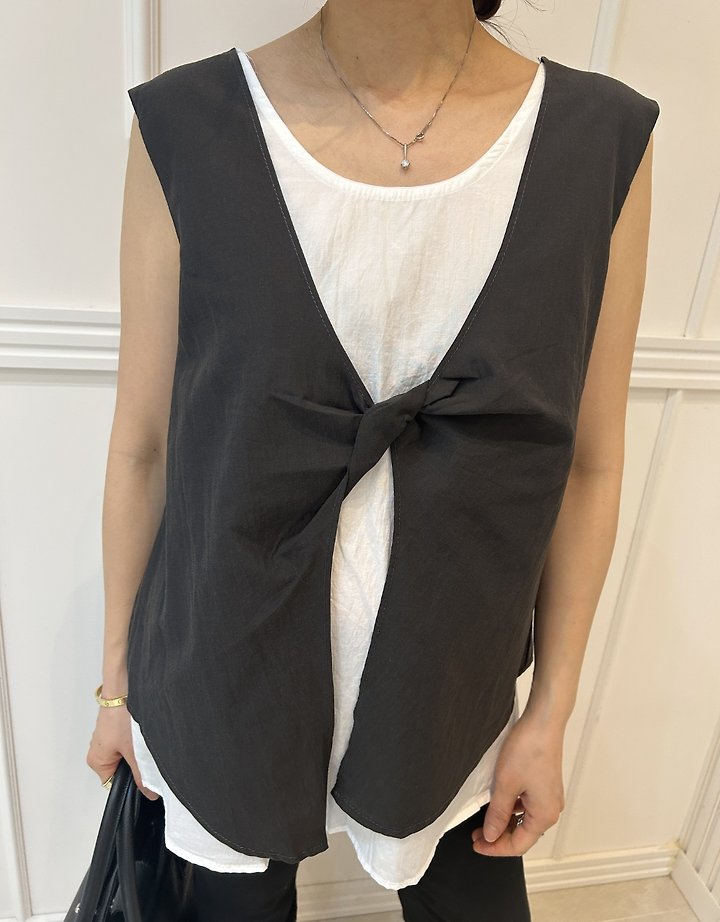 Pearls room - Korean Women Fashion - #momslook - Twist Double-Layer Blouse - 10