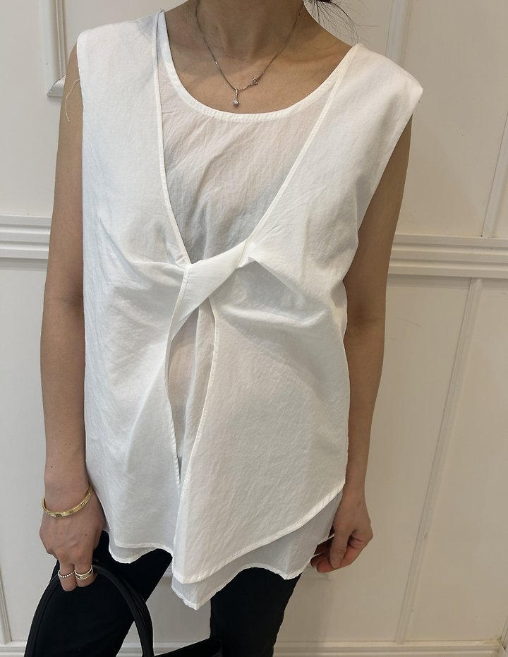 Pearls room - Korean Women Fashion - #momslook - Twist Double-Layer Blouse - 6