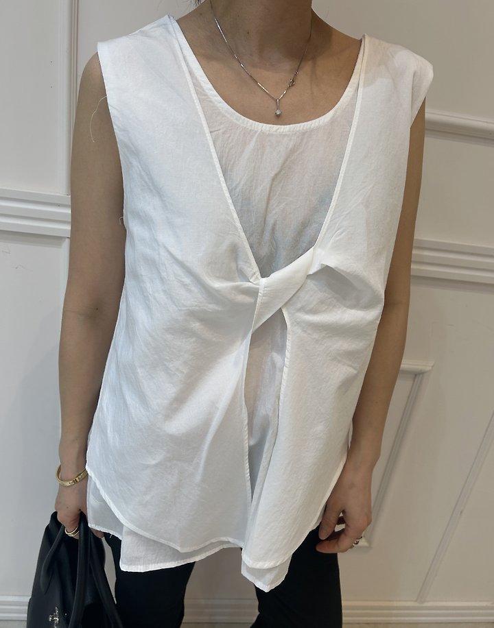 Pearls room - Korean Women Fashion - #momslook - Twist Double-Layer Blouse - 8
