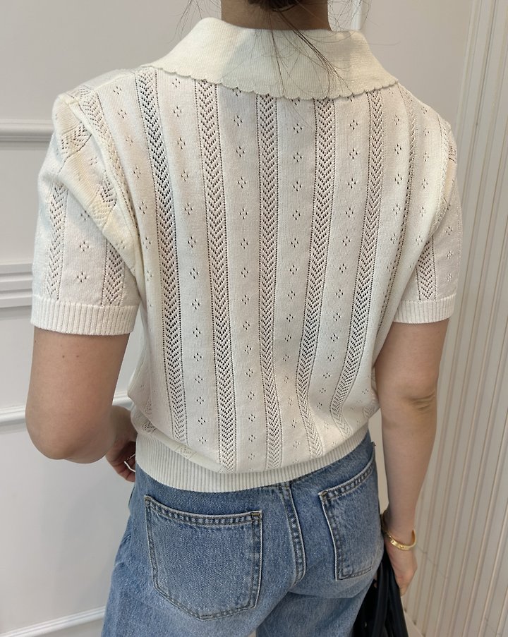 Pearls room - Korean Women Fashion - #pursuepretty - Scallop Collar Knit - 9