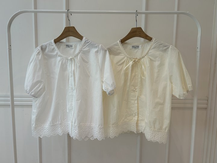 Pearls room - Korean Women Fashion - #restrostyle - Blanc Blouse - 12